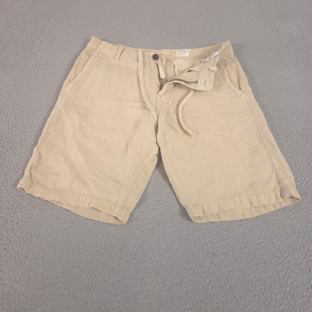 Lucky‎ Brand Shorts Mens 32 Newport Linen Drawstring Straight Leg Summer Khaki